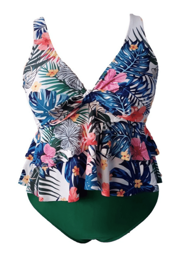 Flower & Leaf 2 piece sexy plus size swimsuit - LJ's Ladies Boutique