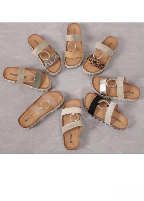 754 Wedged stone and gold sandals - Image 2